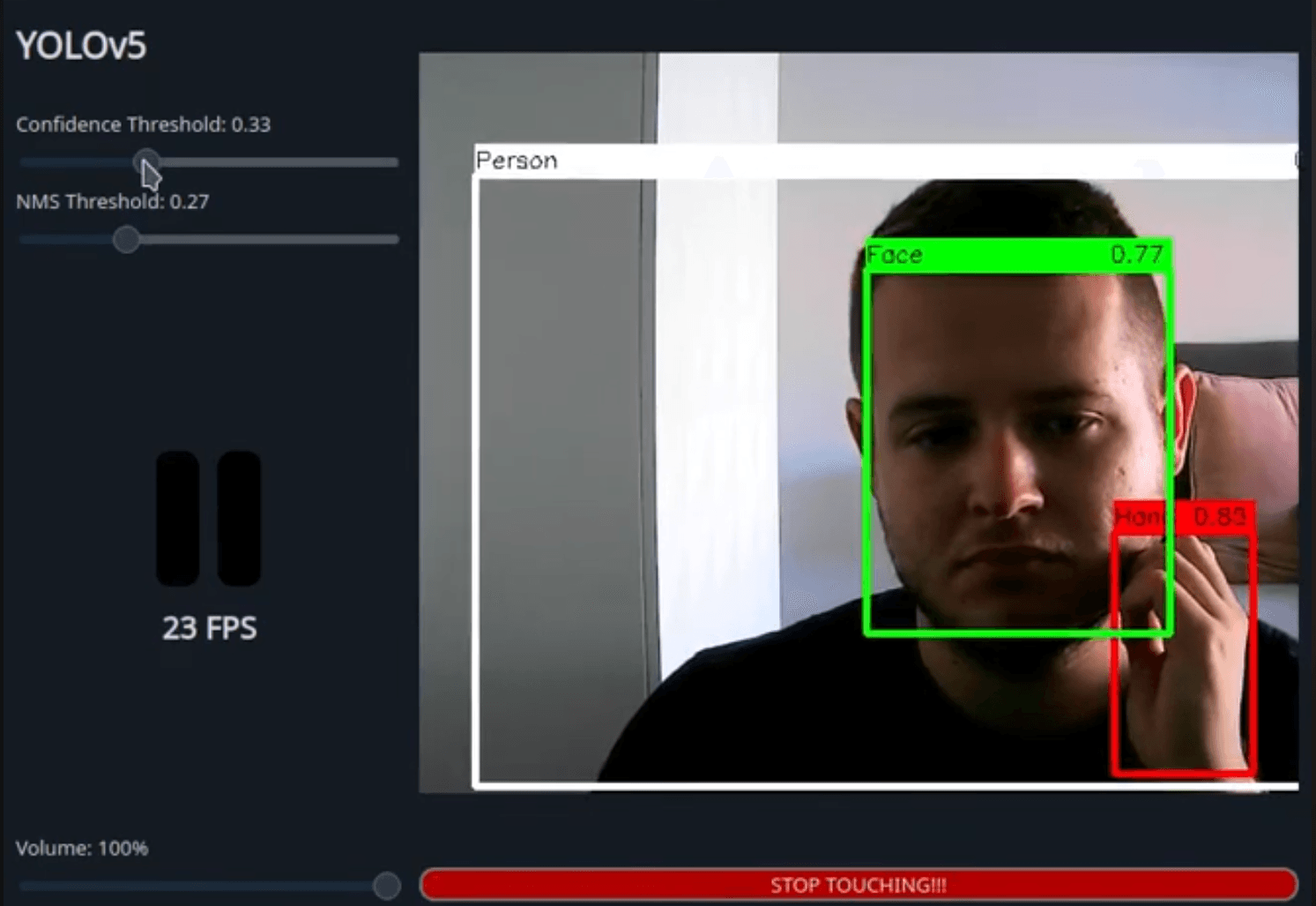 Face Touching Detector
